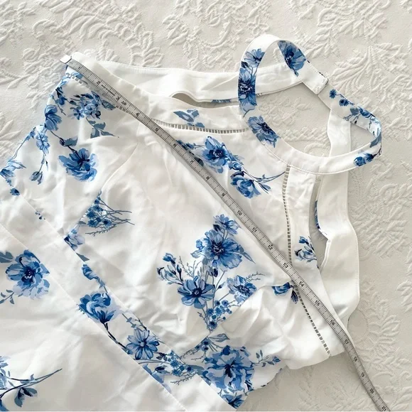 Lulu's White and Blue Floral Midi Dress - Picture 7 of 9